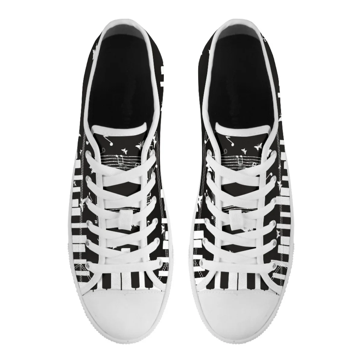 Music Print Canvas Shoes Piano Keys Notes Wear-resistant Round Toe Sports Flat Shoes Brand Custom Anti-slip Zapatillas De Mujer