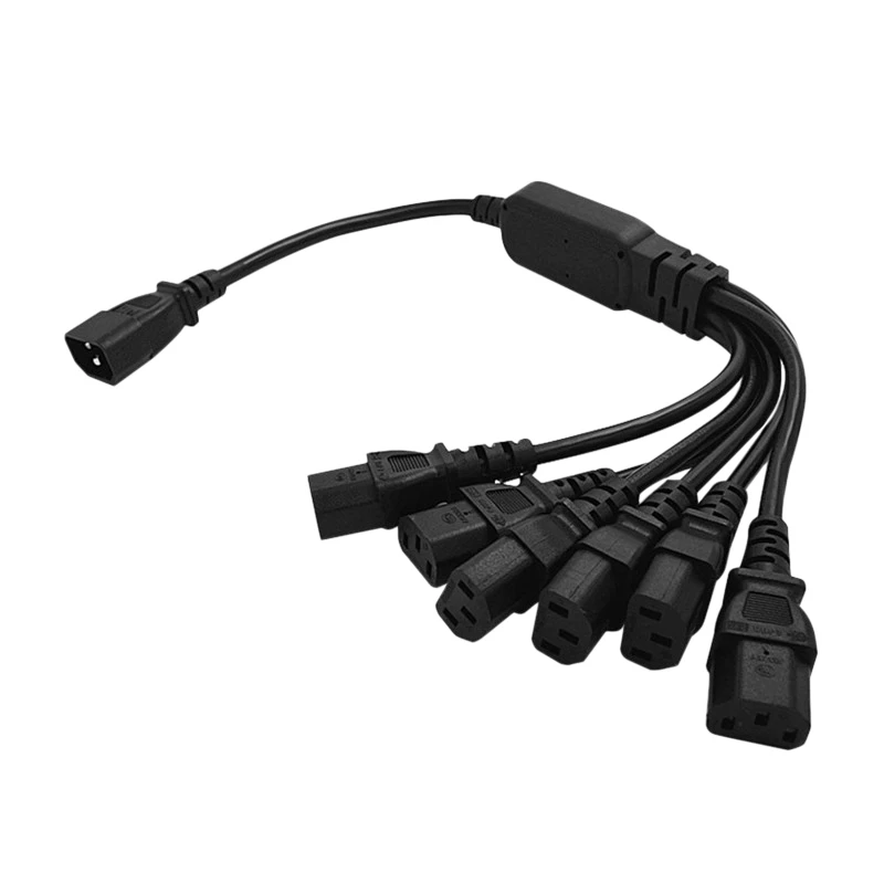 

Power Extension Cord, One-Point Six-Intermediate Cross-Line High-Power C14 to 6XC13 Power Cord for Ups Pdu(1M)