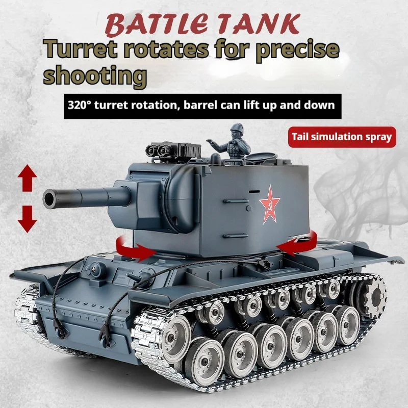 Nowy radziecki czołg KV-2 zdalnie sterowany, model kolekcjonerski ze stopu w skali 1:18, zabawka gąsienicowa dla chłopców, prezent urodzinowy, motyw z czasów II wojny światowej.