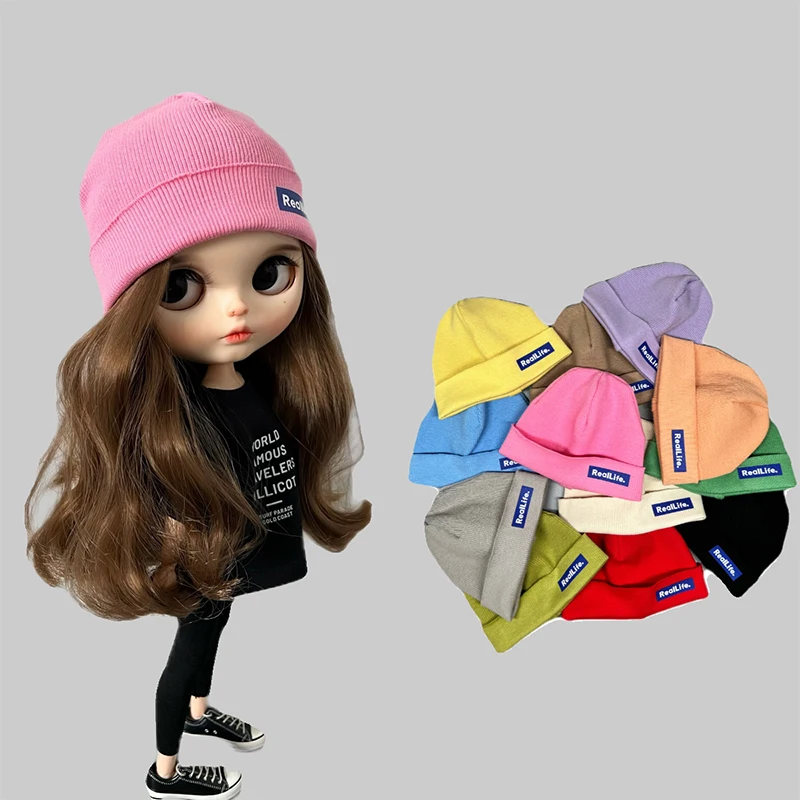 

DLBell Winter Blythe Doll Hat Mini Knitted Fluorescent Cute Hats Casual Caps for Blyth Licca Pullip OB24 Dolls Accessories