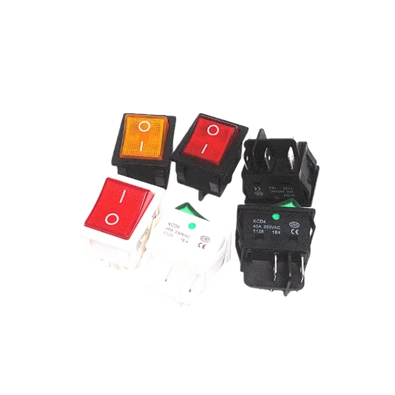 KCD4 High Current Rocker Switch 30A/40A | 4/6 Pin 2 Gear SPDT for Welder Machine | Illuminated Red/Green LED