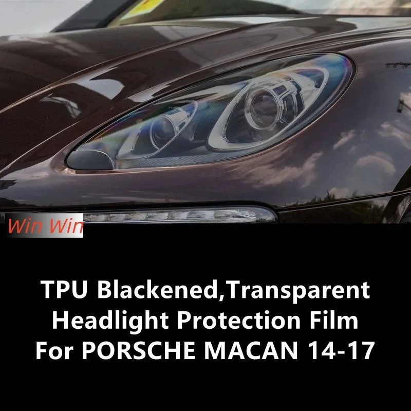 

For PORSCHE MACAN 14-17 TPU Blackened,Transparent Headlight Protective Film, Headlight Protection,Film Modification