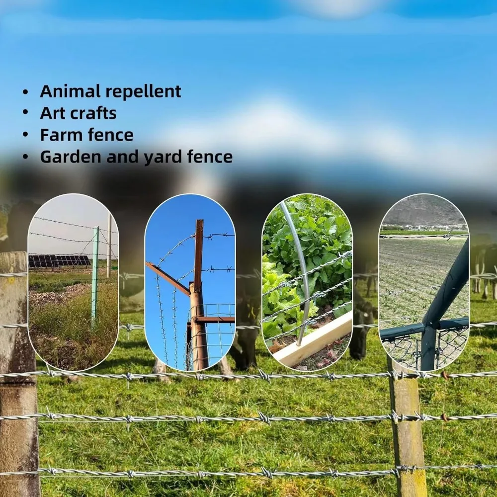 سلك شائك متين لسياج الماشية، أمان للحديقة عالي القوة، مناسب لحاويات الحيوانات، وحماية الفناء، والزواج #5