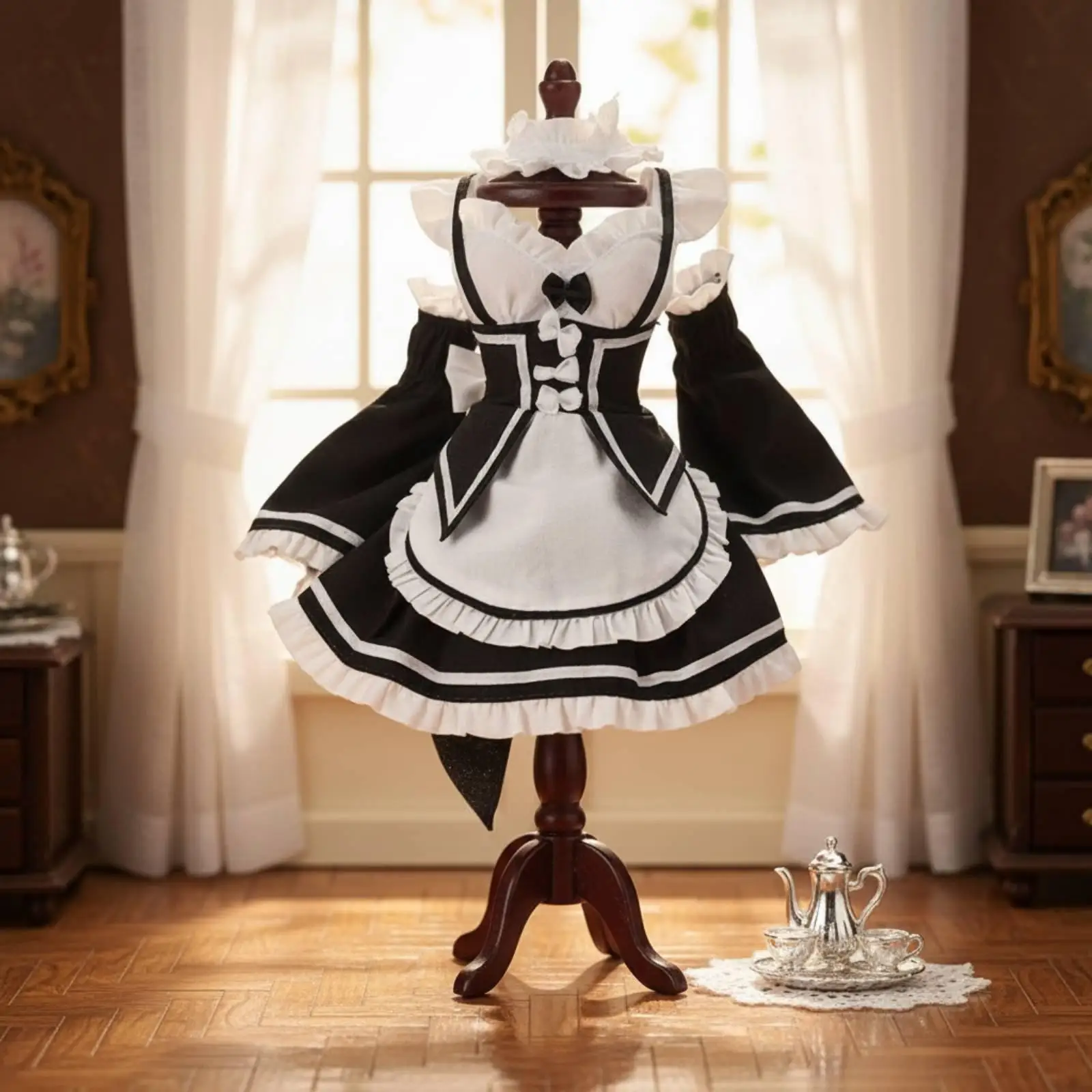 1/6 Doll Maid Ensemble Black and White Color 1/6 Scale Maid Dress Cute