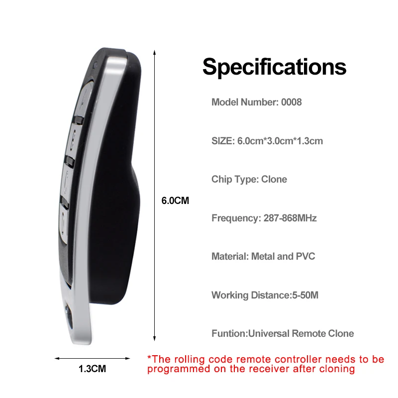 Spain PUJOL ERREKA JCM VSD ROPER FORSA MUTANCODE MV Remote Garage Control Gate 280-868mhz Rolling Code Garage Door Command