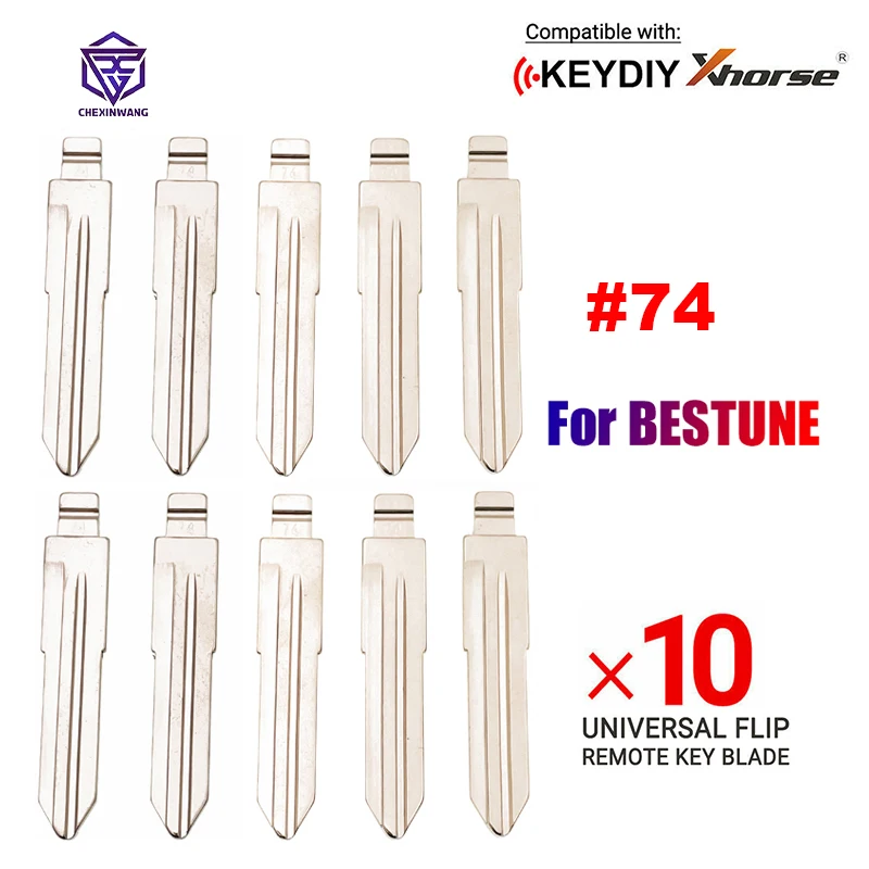 

10Pcs/Lot NO.74 Metal Blank Uncut Flip KD Remote Key Blade for BESTUNE B50 Car Key Remote Blade Replacement Type 74