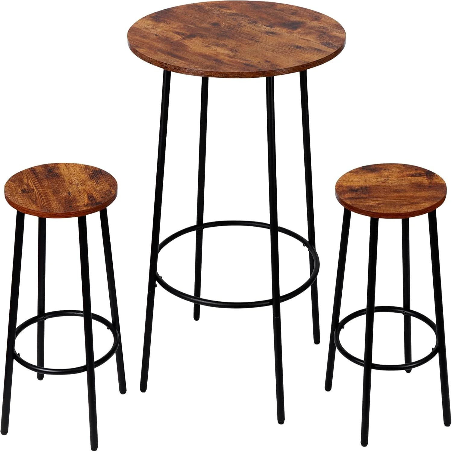 

Round Pub Dining Set, 3 Piece Small Kitchen Set with 2 Counter Height Wood Stools for Kitchen Breakfast, Living Room, Small Sp