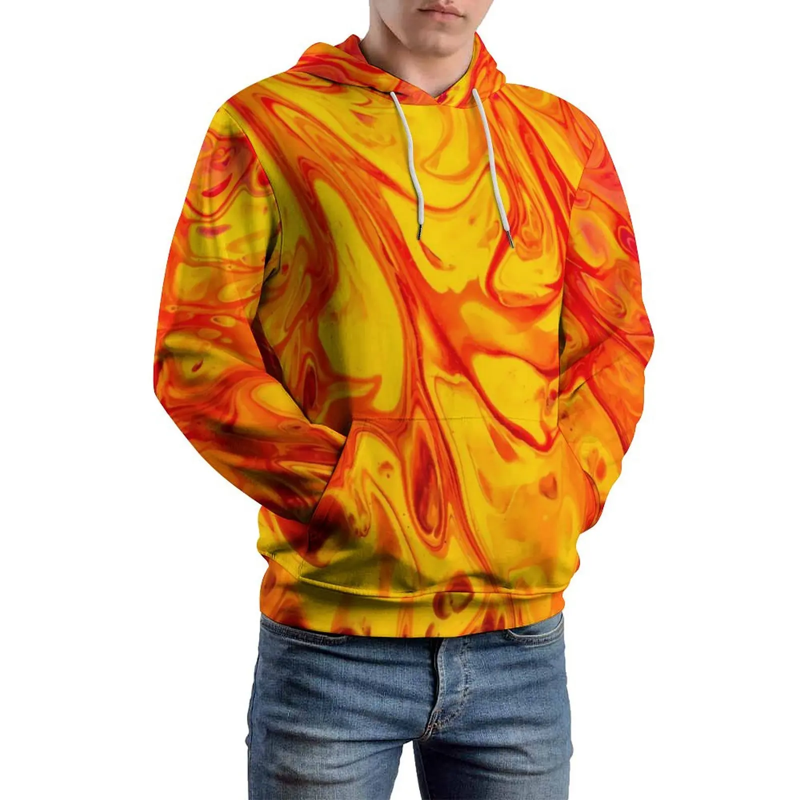 Splatter Print Loose Hoodies Marble Fire Street Fashion Hoodie Unisex Long Sleeve Aesthetic Hooded Sweatshirts Plus Size 5XL 6XL