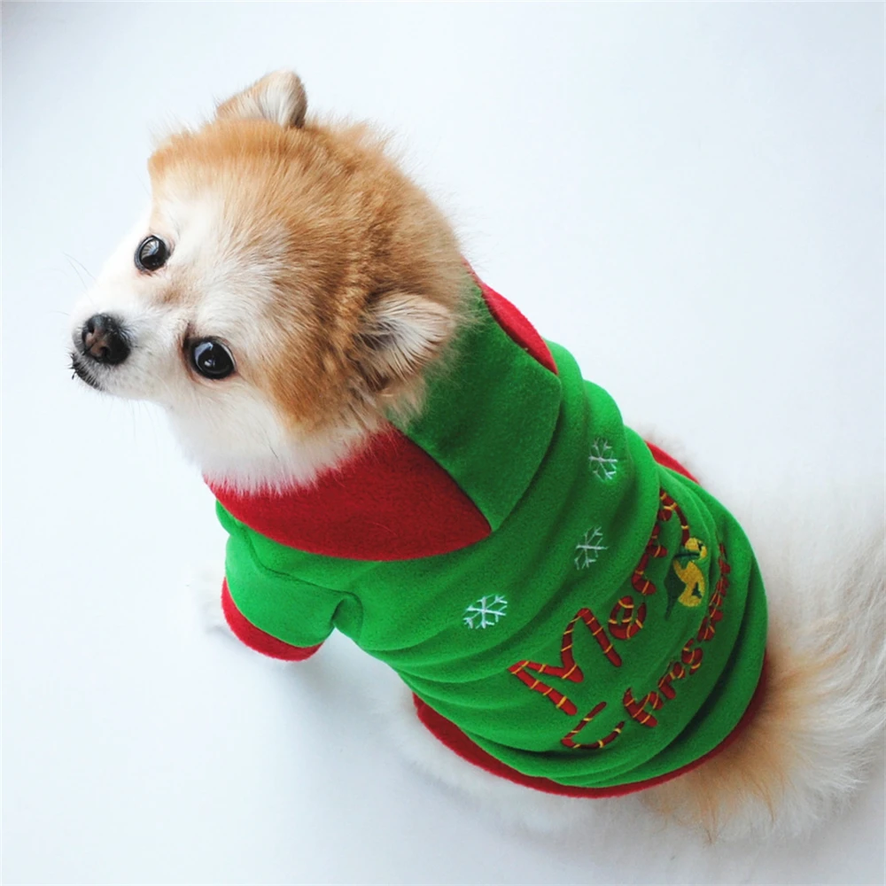 Christmas Hoodies Dog Clothes For Small Dogs Pet Xmas Costumes Fleece Vest Winter Warm Hooded Coat Clothing Cute Puppy Outfit