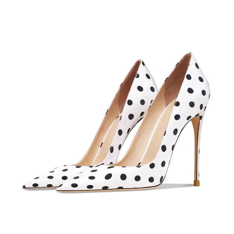 Arden Furtado ฤดูร้อน Polka dot Thin heel Office lady ปั๊มชี้ toe ตื้นผสมสีรองเท้าส้นสูงเซ็กซี่รองเท้าเดี่ยว