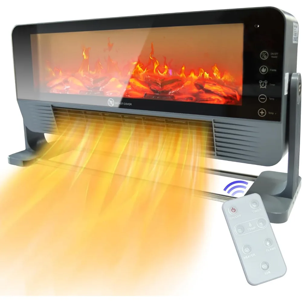 Calentador de chimenea eléctrico para interiores con efecto de llama 3D y calefacción de espacio inteligente, aire acondicionado portátil de 1500W