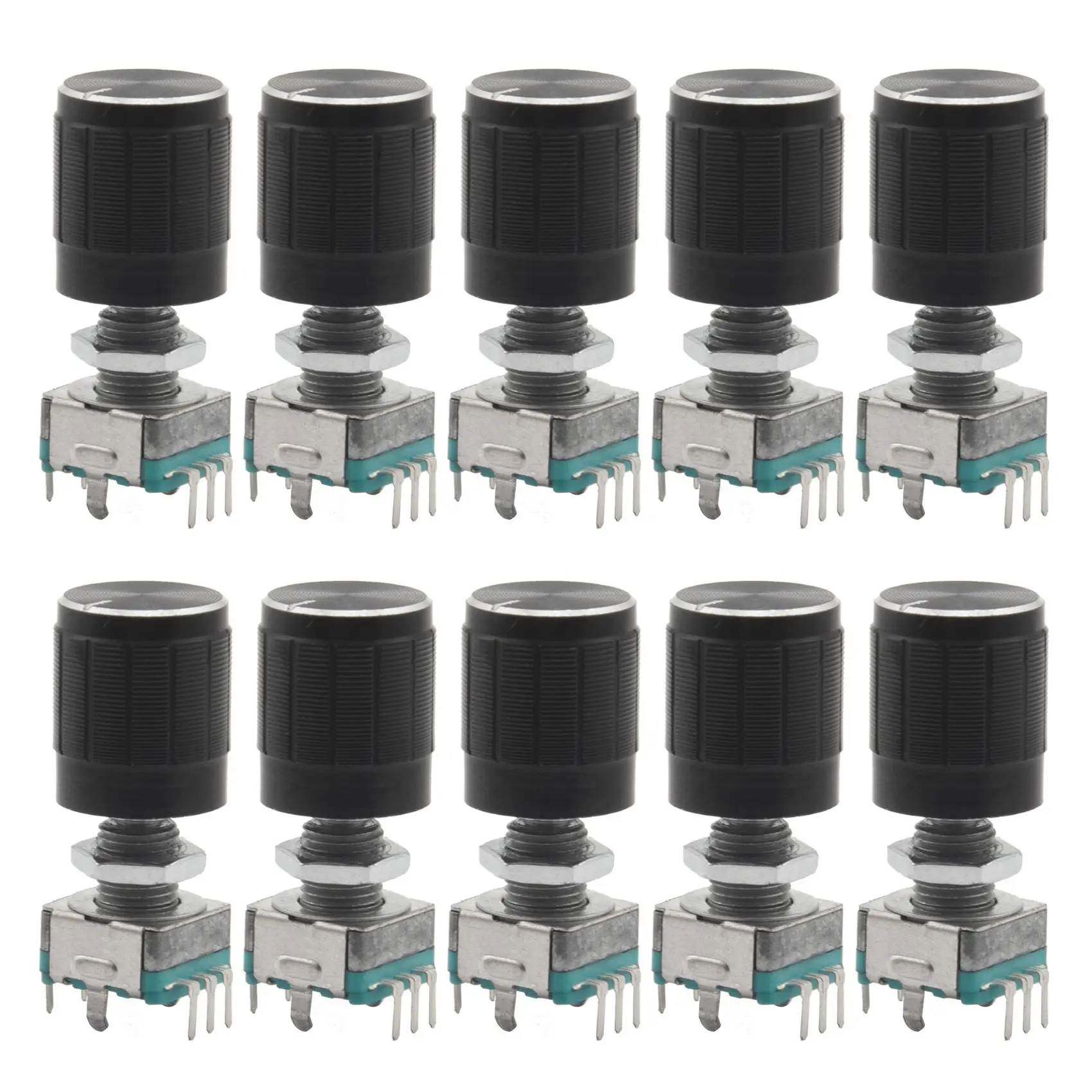 (7 Pin 20MM)10 PCS 360 Degree EC11 Rotary Encoder Code Switch Digital Potentiometer with Caps