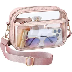 Transparent PVC Crossbody Bag Ladies Jelly Square Shoulder Messenger Bag Waterproof Cosmetic Bag Female Phone Purse for Travel