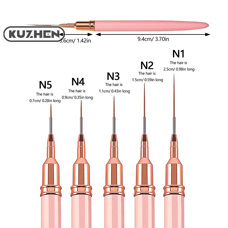 Pinceau pour dessiner des lignes et des rayures sur les ongles, accessoire de manucure, outil de conception, 8/15/25mm