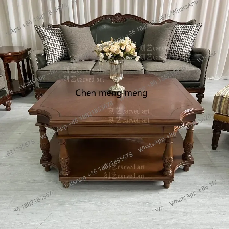 

G Household living room square special-shaped coffee table French solid wood carved coffee table