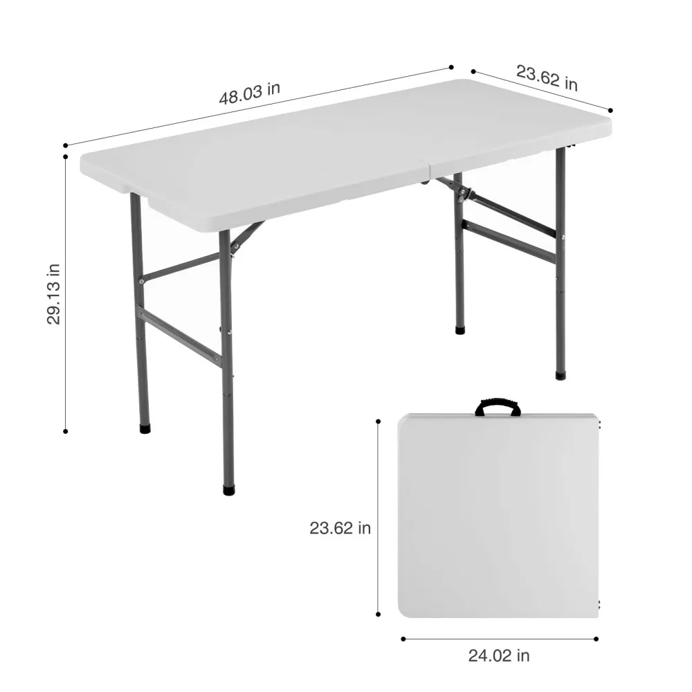 4ft Folding Table Outdoor Indoor Heavy Duty Portable Table with Carrying Handle for Camping Picnic Party