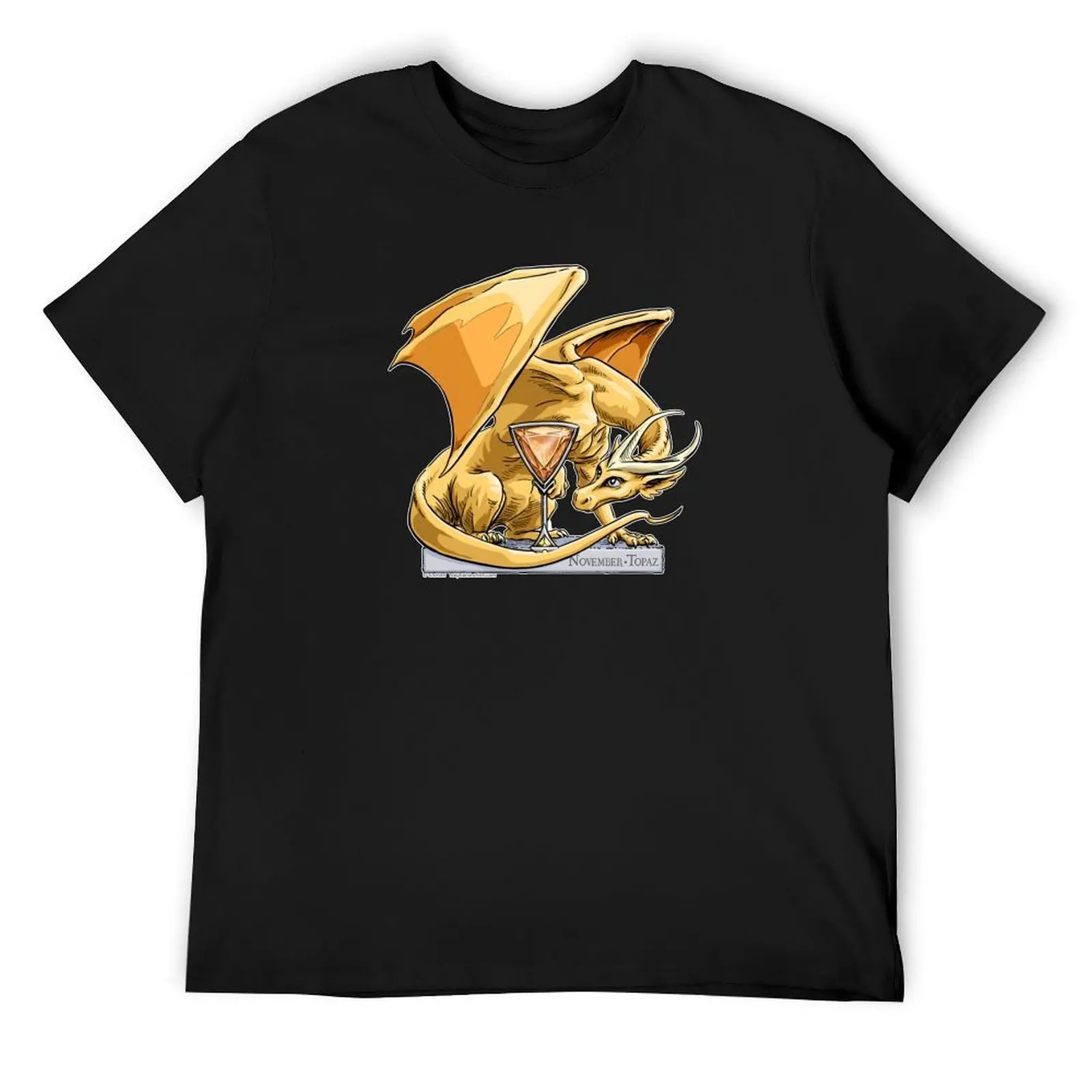 

Birthstone Dragon: November Topaz Illustration T-Shirt plain sports fans Anime t-shirt plain black t shirts men