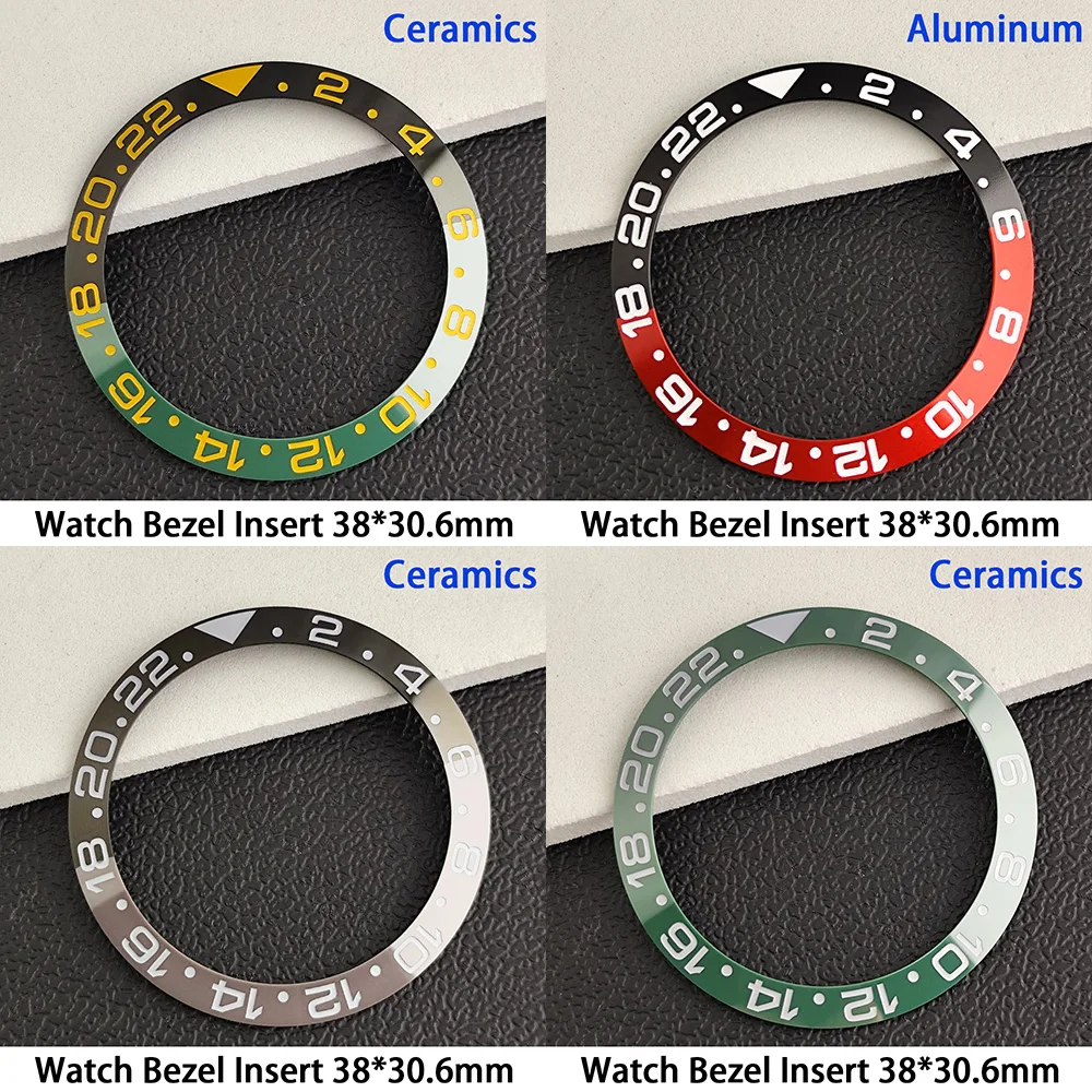 Schräge 38 mm * 30,6 mm Keramik-/Aluminium-Lünette für GMT- und Taucheruhren, Ersatz für das Zifferblatt und Lünetteneinsätze für Herrenuhren