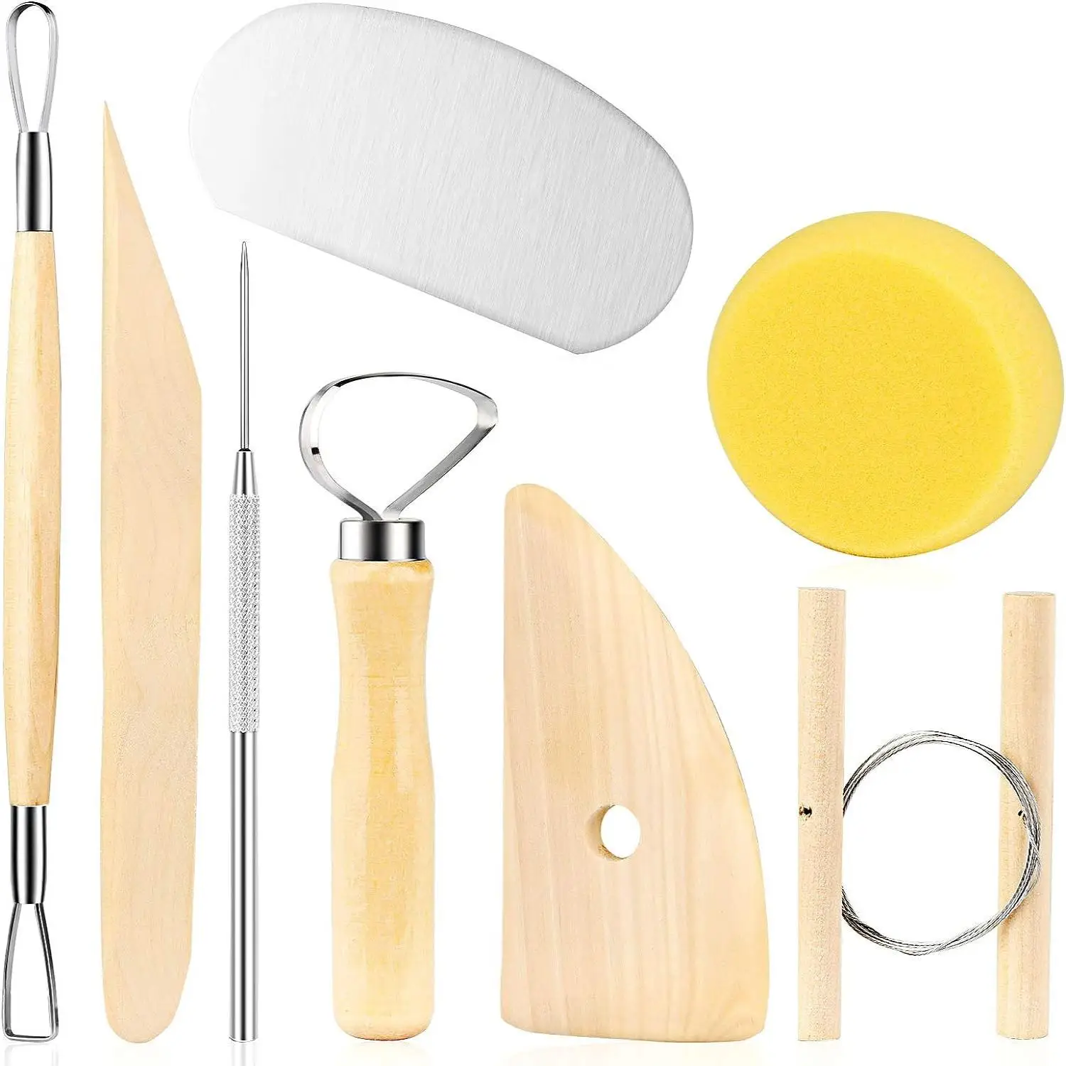 8Pcs/Set Clay Tools DIY Ceramics Molding Tools Wood Knife Pottery Tool Set Clay Sculpting Kits Carving Ceramic Tools Practical