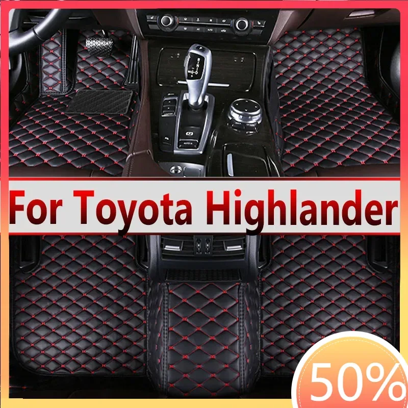 Car Floor Mats For Toyota Highlander (Hybrid/Petrol)7 Seats 2022 2023 Auto Foot Pads Auto Carpet Cover Interior Accessories