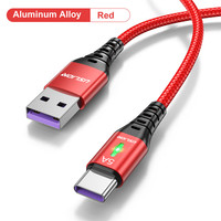 USLION 5A USB Type C Cable Fast Charging Cable For Samsung USB C Charging Cables Type C Data Charger Cable For Xiaomi 12 Red 1M