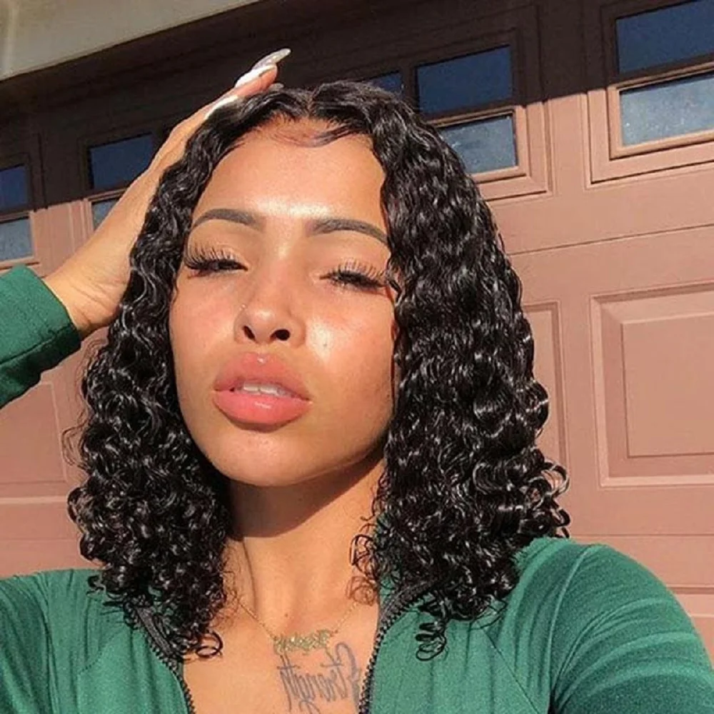 

Deep Wave Bob Glueless wig Human Hair Density Deep Curly 100% Brazilian Human Hair Pre Plucked Wet And Wavy Glueless wig Deep