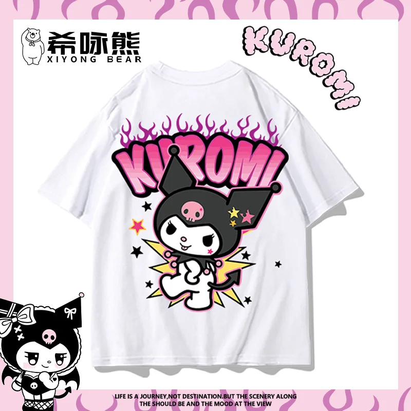 Kuromi anime surrounding cotton clothing short sleeve summer Sanrio co-branded girls children T-shirt tide