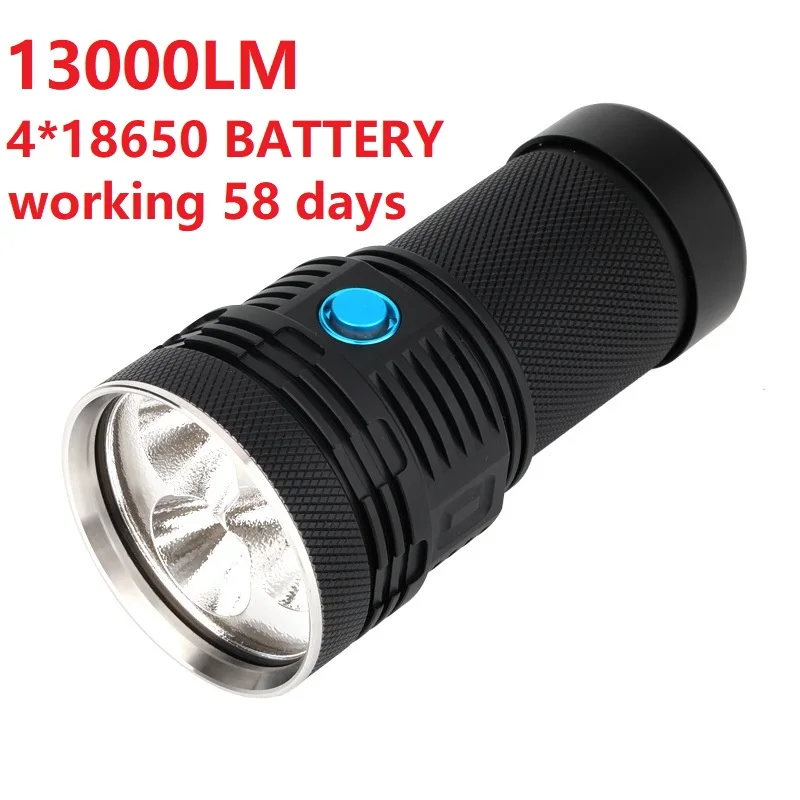 13000LM Flashlight, 3*XHP70 Wicks, 4*18650 Batteries, Long Battery Life of 58 days, Aluminum Alloy Waterproof Outdoor Adventure
