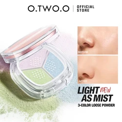 O.TWO.O Face Setting Powder Cushion Natural 3 Colors 24h Oil-control Matte Waterproof Anti-scratch Conceal Makeup Pressed Powder