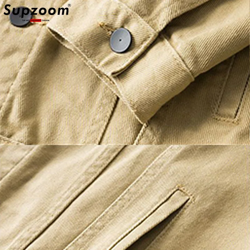 Supzoom New Arrival Top Fashion Men Casual Denim Jeans Single Breasted Cotton Solid Turn-down Collar Short Bomber Jacket