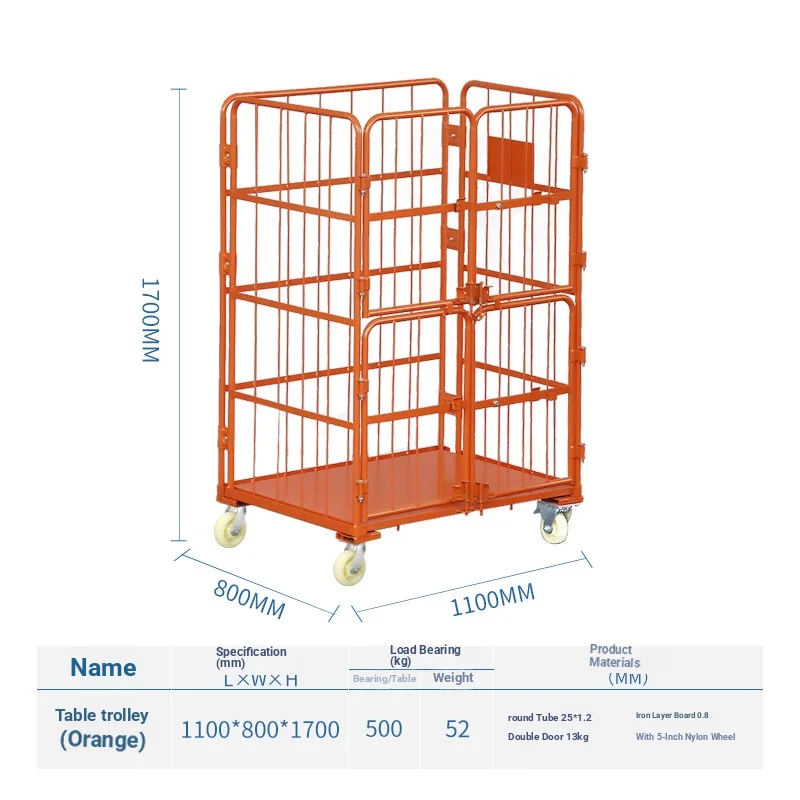 Mobile Heavy Duty Industrial Foldable Galvanized Steel Platform Transport Roll Cage Trolley With 3 Mesh Sides OEM Customizable