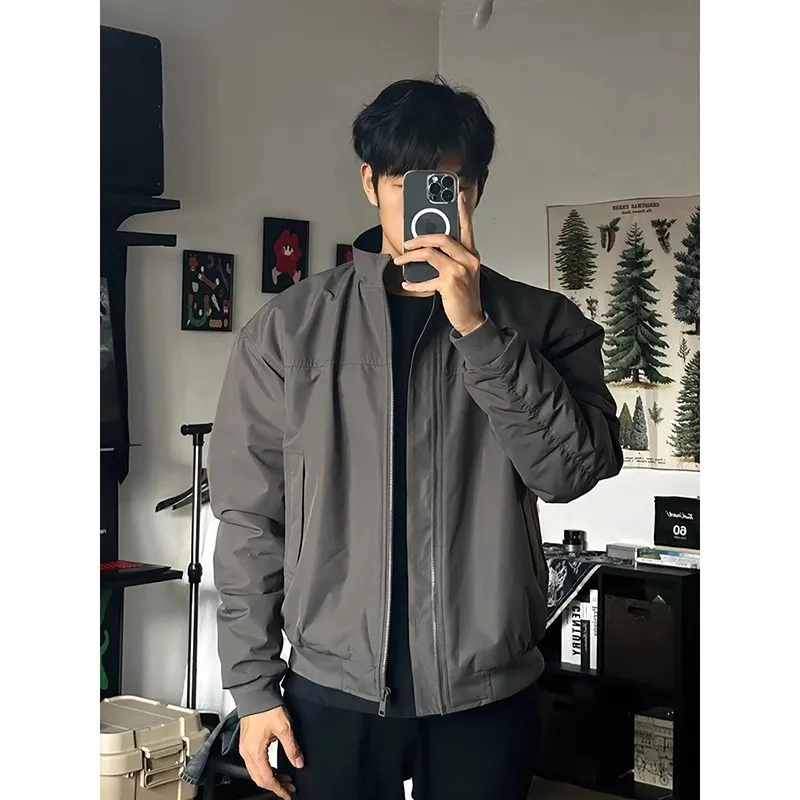 American Style Coach Flight For Men, Spring And Autumn Three-Proof Stand Collar Coat, High-End Cool Short Baseball Jacket Trend