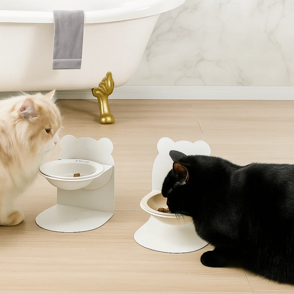 

Magnetic Stand Ceramic Cat Bowl Large Capacity Cervical Protection Pet Feeding Dish Adjustable Height Non-Slip Cat Water Bowl