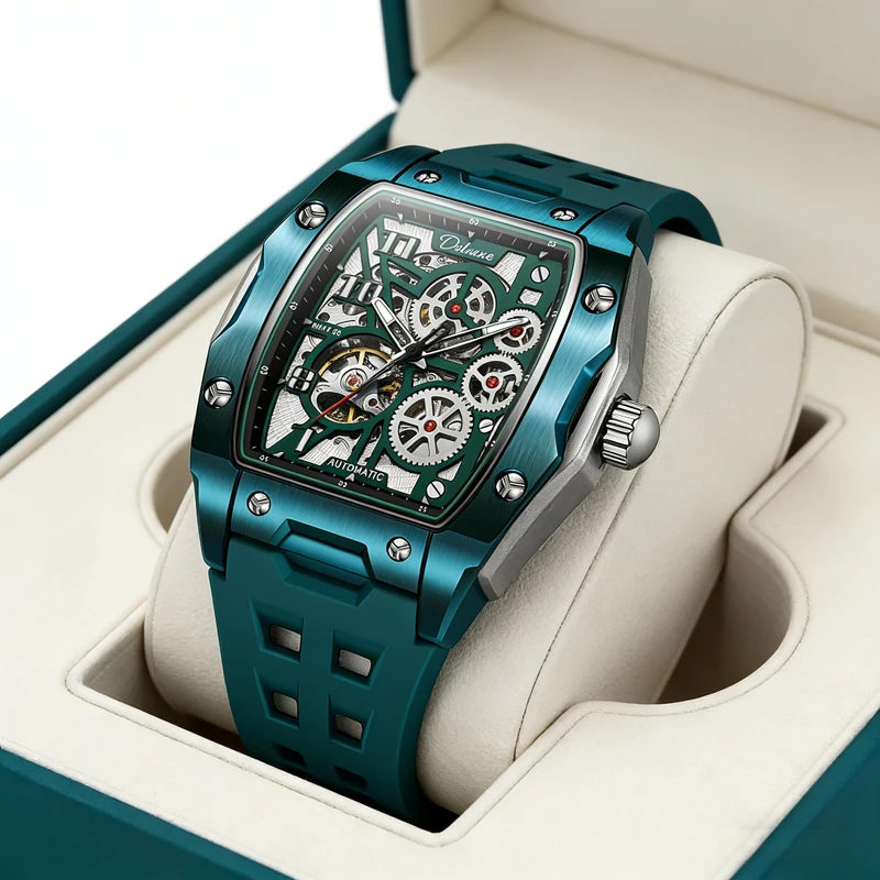 

Элитные люминесцентные механические спортивные часы-скелетоны с турбийоном для мужчин, водонепроницаемые, автоматические, в стальном корпусе, Relogio