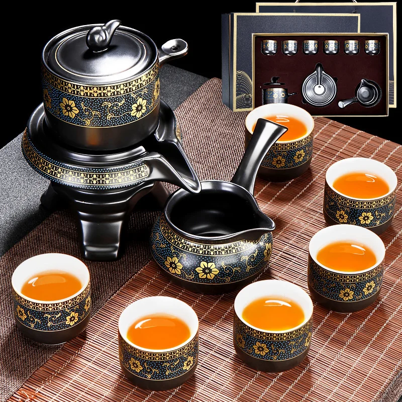 Semi Automatic Chinese Tea Set Porcelain Maker Afternoon Chinese Kung Fu Tea Set Traditional Porcelanato Teapot Ceramic AB50TS