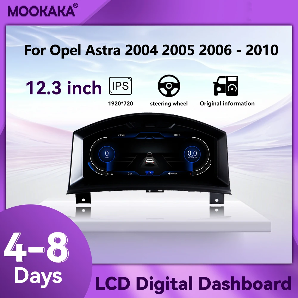 Auto Gauge Virtual Cockpit For Opel Astra 2004~2010 Digital Cluster 12.3'' LCD Dashboard Cockpit Virtual Instrument Speed Meter