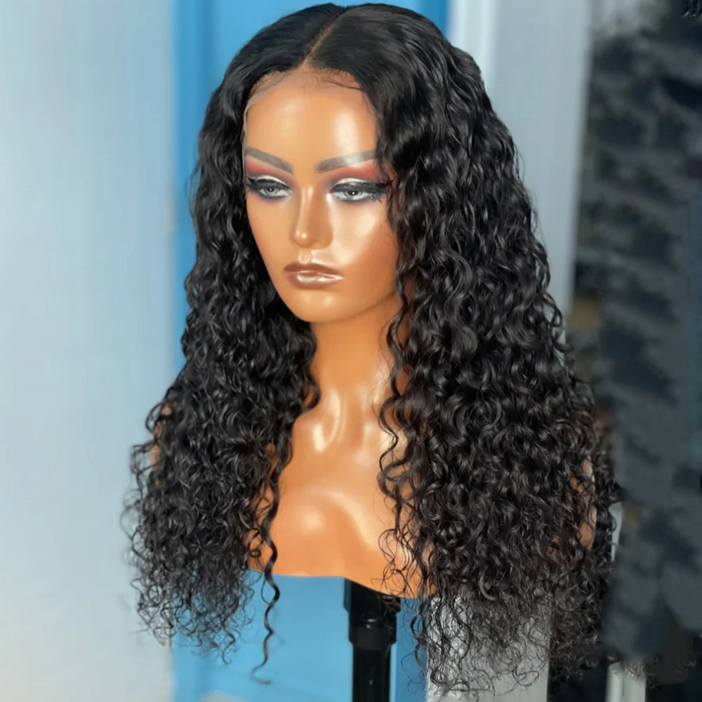 26 "طويلة لينة 180 الكثافة أسود غريب مجعد الشعر الدانتيل شعر مستعار أمامي للنساء قبل قطعها شعري طبيعي غلويليس الاستخدام اليومي #3