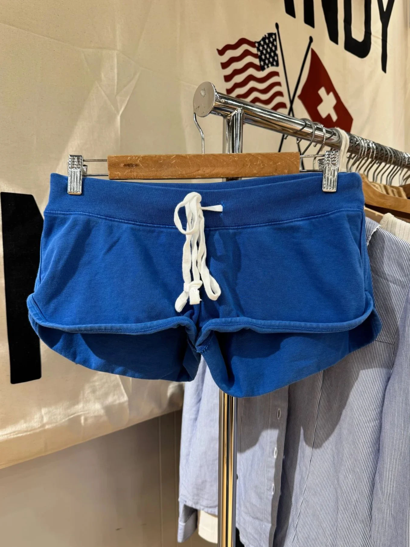 

Королевские синие толстовки на шнурке, женские осенние прямые короткие брюки с низкой талией, однотонные простые хлопковые спортивные шорты в консервативном стиле Y2k