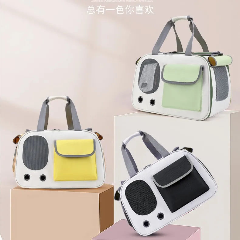 Large-Capacity Crossbody Pet Carrier: Portable Travel Bag for Cats and Dogs, Single-Compartment, Handle-Carry, Breathable Design
