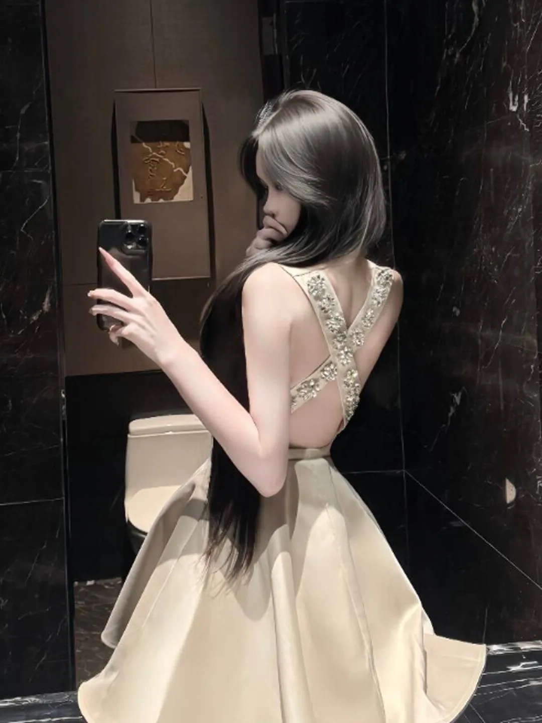 

Elegant Backless Puffy Strap Dress Gentle Style Unique Design Spring Summer New Arrival Women's Fashion Cotton Dress