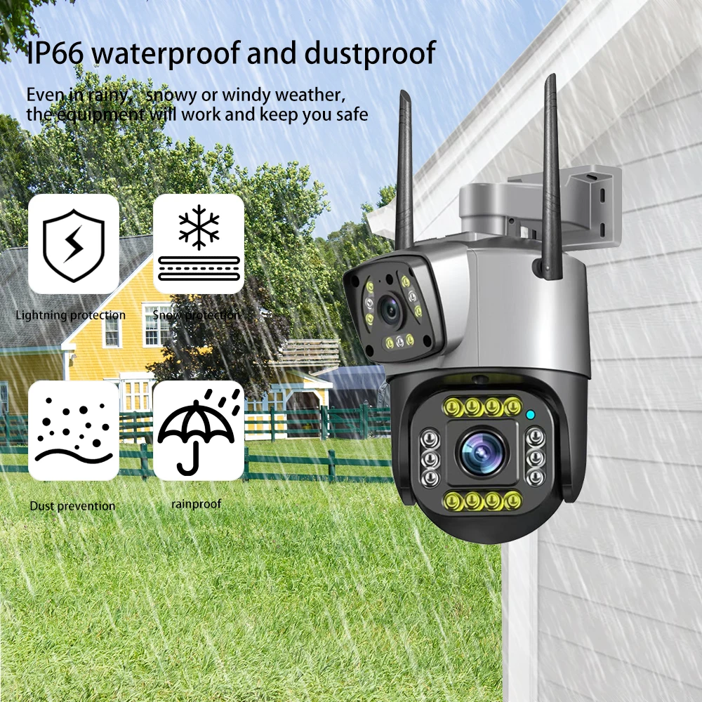 6K 12MP Outdoor 4G SIM PTZ Security Camera Dual Lens Wireless PIR Motion Detection HD Night Vision V380 Pro CCTV Protection