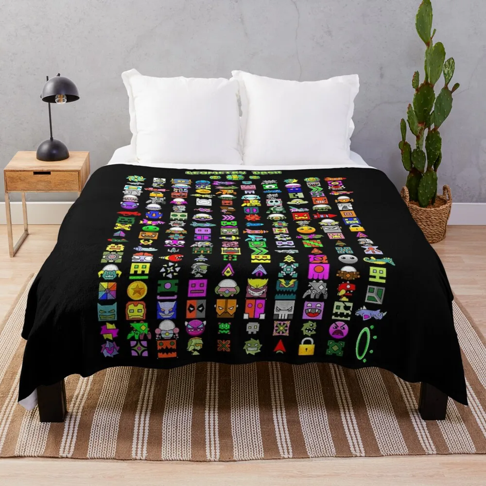 

Geometry Dash Throw Blanket Fluffys Large sofa bed Personalized Gift Soft Big Blankets