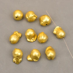 APDGG 10 Pcs Big Gold Edge Plated Natural Baroque Keshi Pearl Inside Loose Beads Pearl Jewelry DIY
