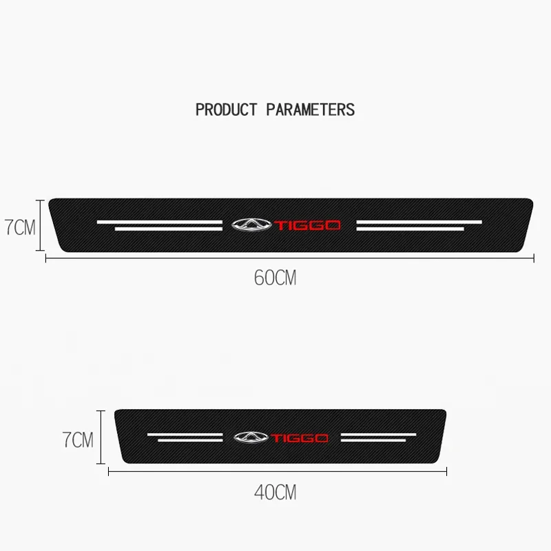 4Pcs Carbon Fiber Car Door Sill Protector Welcome Pedal Decoration Leather Stickers for Chery Tiggo 2 3 4 5 6 7 8 3X 5X Pro T11