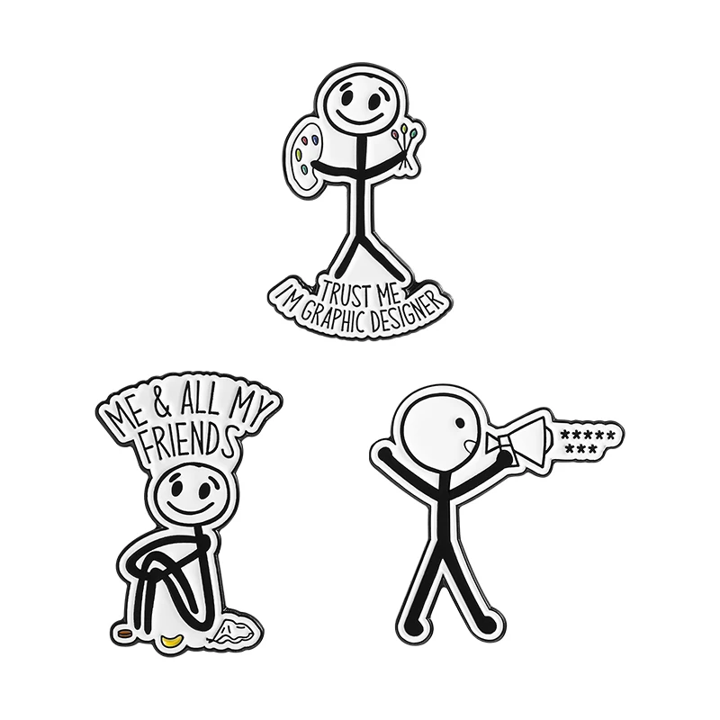 

Trust Me I'm Graphic Designer Enamel Pins Funny Cute Simplified Figures Me & All My Friends Brooch Badge Lapel Pin Jewelry Gifts