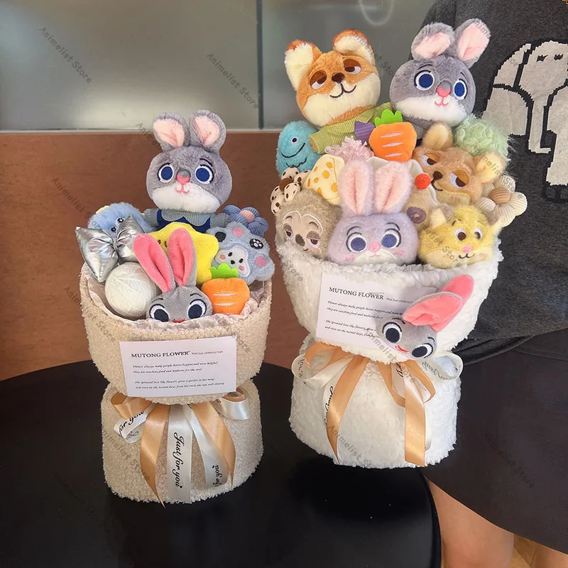 

Zootopia 2, букет цветов Ника и Джуди, плюшевая кукла серии, аниме-фигурка, небольшой сбор, подарок на выпускной, подарок на день Святого Валентина