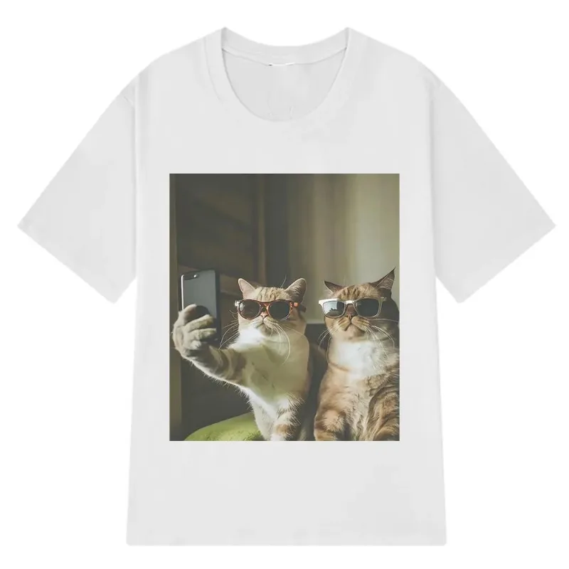 

Photo Cat Meme Pattern 3D Printed Breathable Quick Drying Loose Comfortable Daily Casual Round Neck Short Sleeve T-shirt