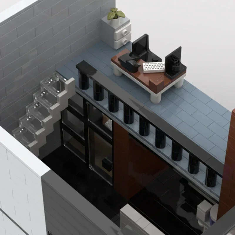 Street View Model Moc Bouwstenen Kantoorgebouw De Rock Technologie Modulaire Blokken Geschenken Kerst Speelgoed DIY Sets Montage