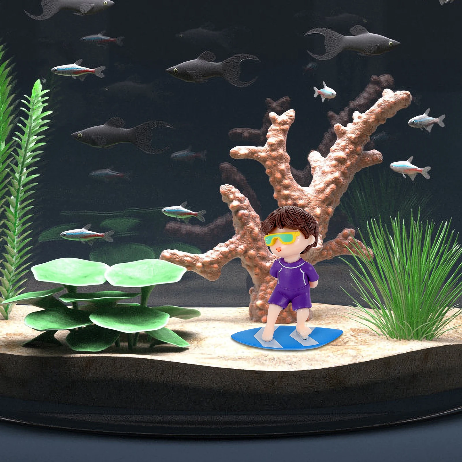 

Large Diver nament Floating Surfing Boy Aquarium Decorations Resin Safe Pollution Tank Accessories Realistic