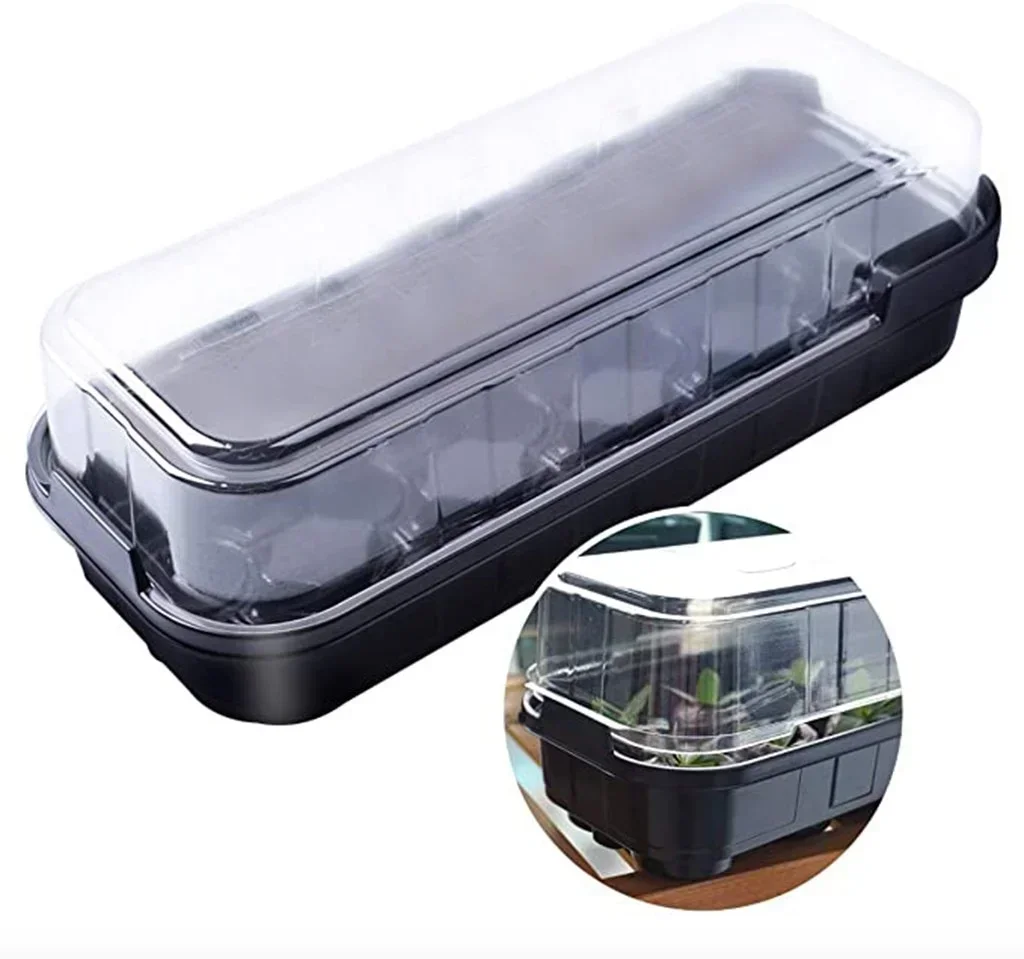 12 Holes Plastic Nursery Pots Planting Seed Tray Kit Cells Seed Tray Grow Box Seedling Starter Germination Garden Grow Box